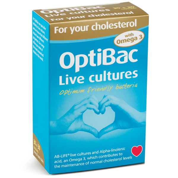 Optibac Probiotics, For You 콜레스테롤 (30 + 30) 캡슐, 오메가 함유