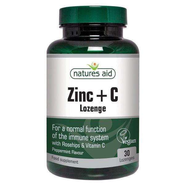 Natures Aid, Zinc With Vitamin C Lozenges (Peppermint) 30 Tablets Default Title