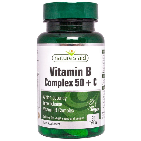 Natures Aid, Vitamin B Complex + Vitamin C (High Potency) 30 Tablets Default Title