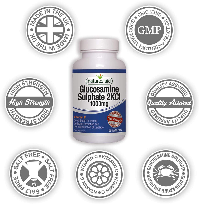 Natures Aid, Glucosamine Sulphate 1000mg With Vitamin C 90 Tablets Default Title