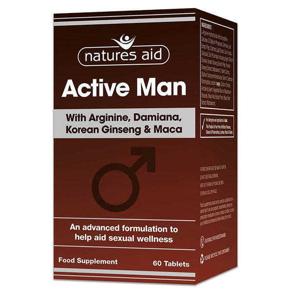 Natures Aid, Active Man With Arginine, Korean Ginseng & Maca 60 Tablets Default Title