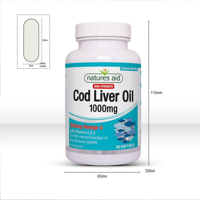 Natures Aid, Cod Liver Oil High Strength 1000mg 90 Capsules Default Title