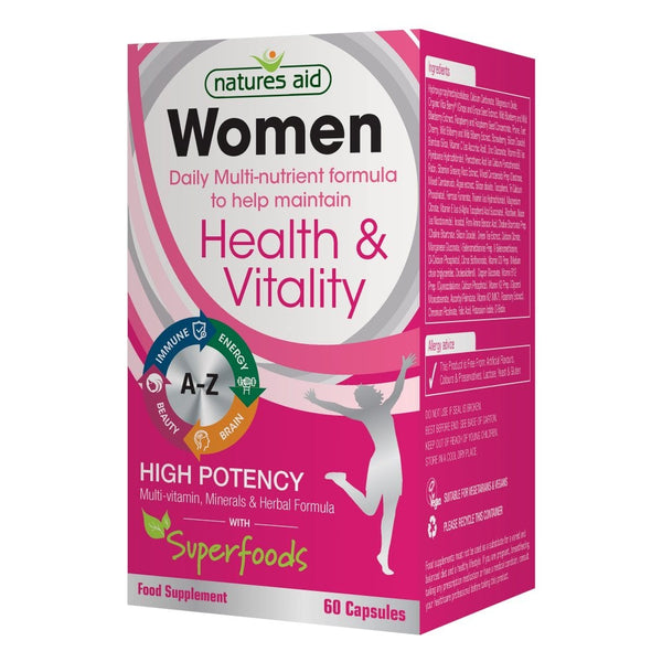 Natures Aid, Health & Vitality Women's Multivitamins & Minerals With Superfoods 60 Capsules Default Title