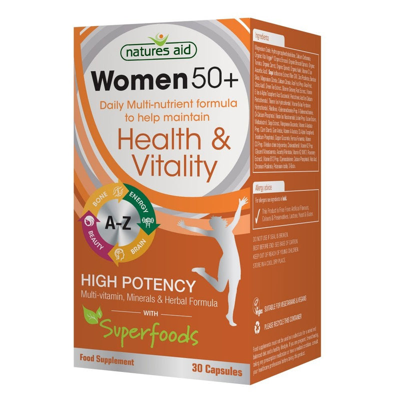 Natures Aid, Health & Vitality Women's 50+ Multivitamins & Minerals With Superfoods 30 Capsules Default Title