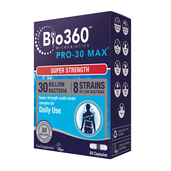 Natures Aid, Bio360 PRO-30 Max Super Strength (30 Billion Bacteria) 60 Capsules