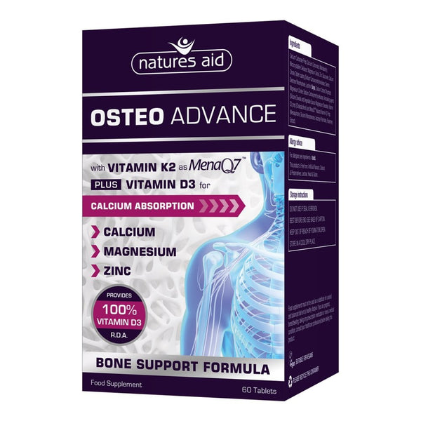 Natures Aid, Osteo Advance With Vitamin K2 (Mena Q7) & D3 60 Tablets Default Title