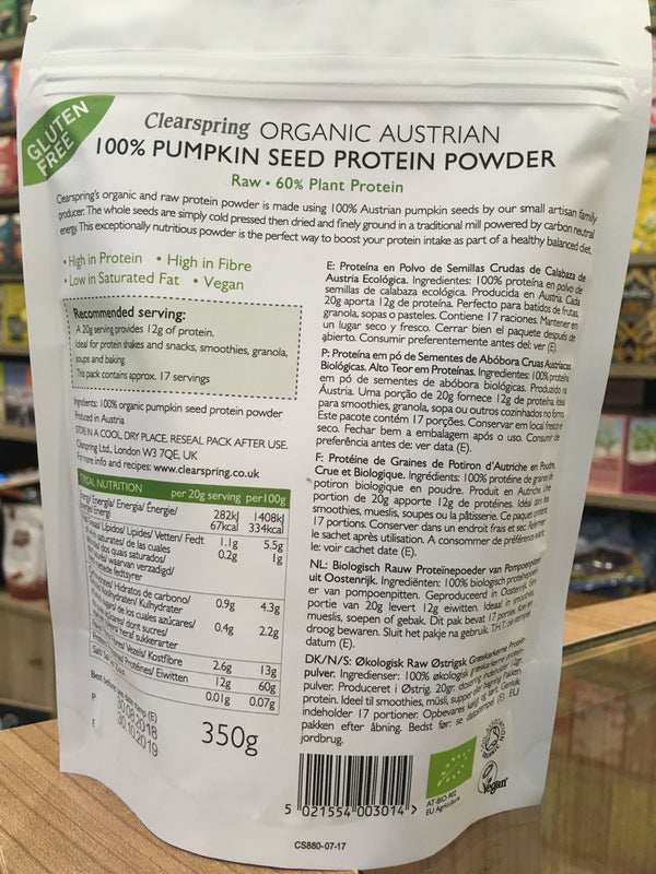 Clearspring, Organic 100% Austrian Pumpkin Seed Protein Powder 350g Default Title