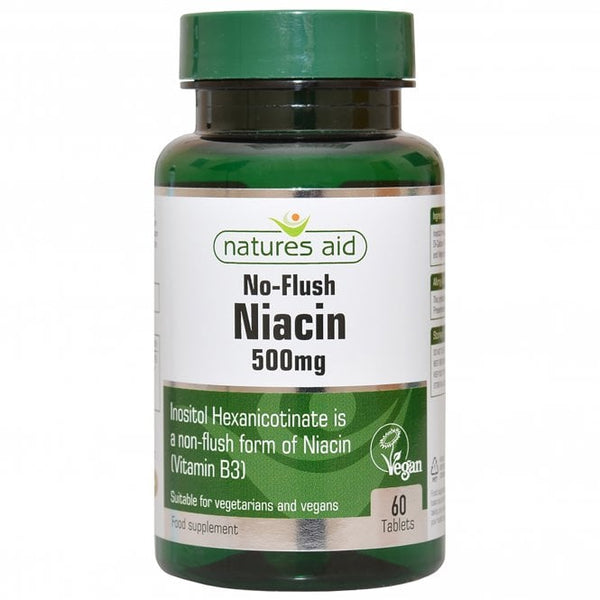 Natures Aid, Vitamin B3 Niacin 500mg (No-Flush) 60 Tablets Default Title