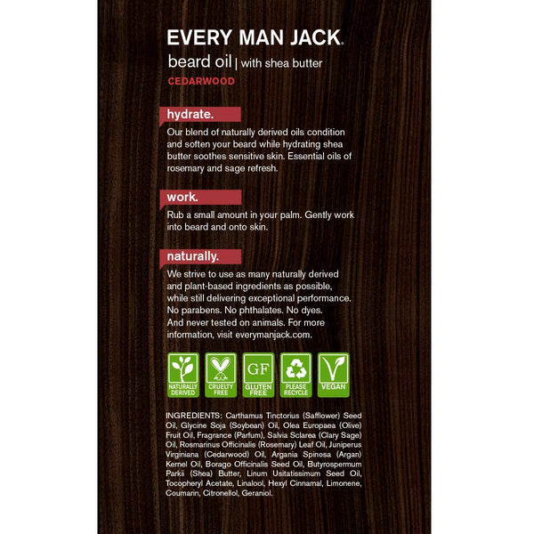 Every Man Jack, Beard Oil Cedarwood 30ml Default Title