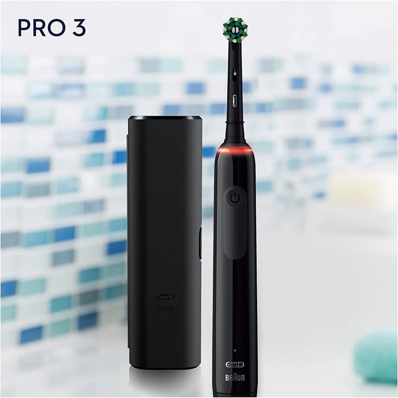 Braun Oral-B, PRO 3 3500 Electric Toothbrush + Bonus Travel Case - Black Edition