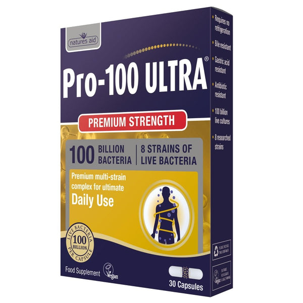 Natures Aid, Bio360 PRO-100 ULTRA® Premium Strength (100 Billion Bacteria) 30 Capsules Default Title
