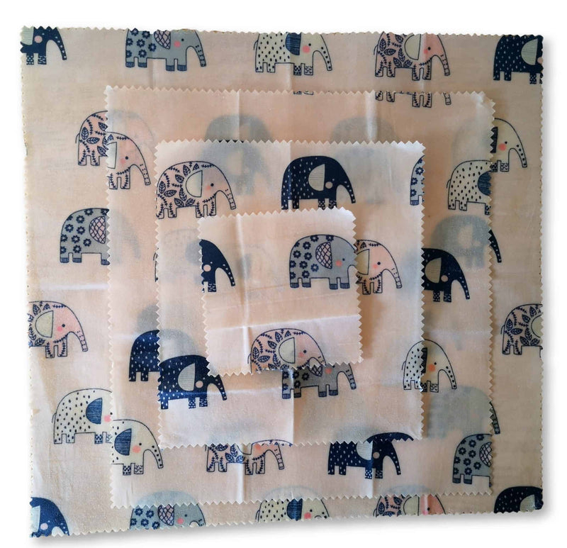Ireland Beeswax Wraps, Elephant Print Beeswax Food Wrap (4 Pack) Default Title