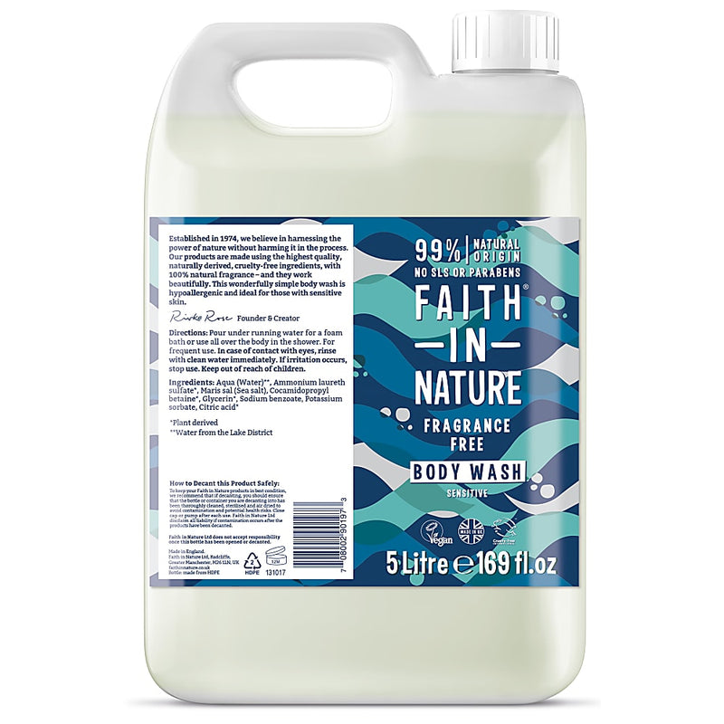 Faith In Nature, Fragrance Free Body Wash 5L Default Title