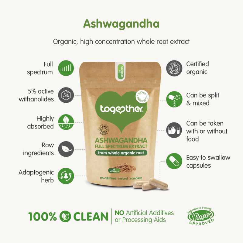 Together Vitamins, Organic Root Ashwagandha 30 Vega Capsules Default Title
