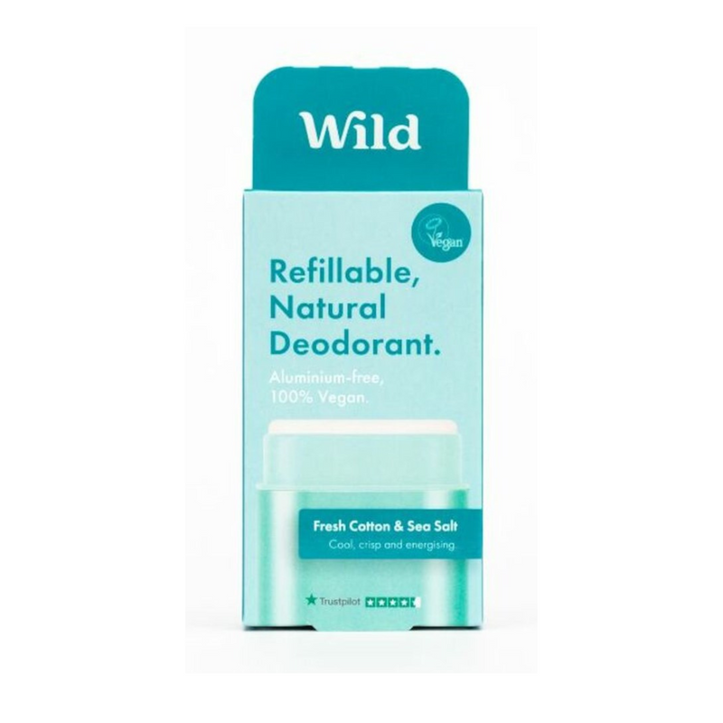 Wild, Fresh Cotton & Sea Salt Deodorant Refill & Aqua Case - Starter Pack