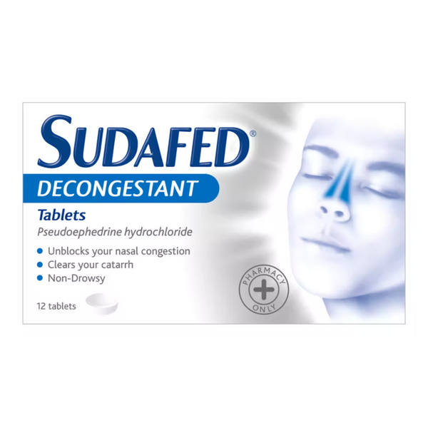 Sudafed, Decongestant (Non-Drowsy) 12 Tablets