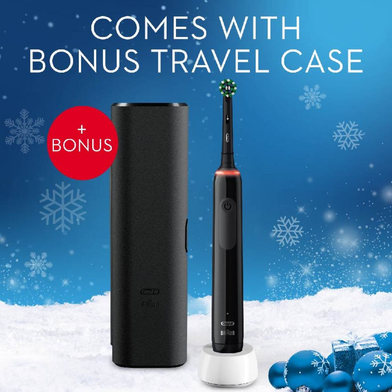 Braun Oral-B, PRO 3 3500 Electric Toothbrush + Bonus Travel Case - Black Edition