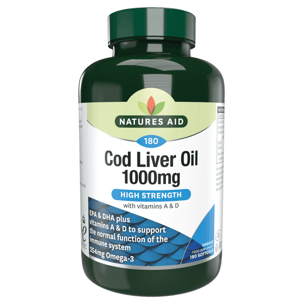 Natures Aid, Cod Liver Oil High Strength 1000mg 180 Capsules