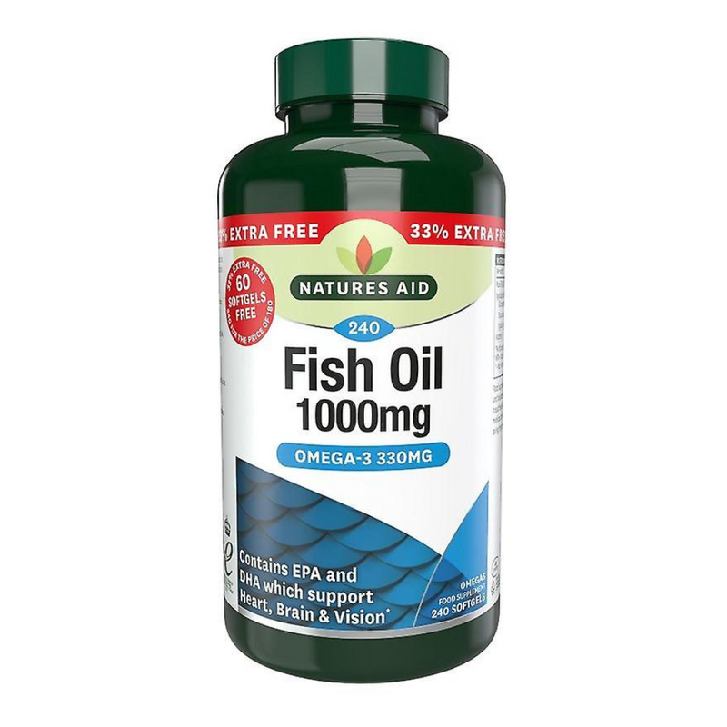 Natures Aid, Fish Oil 1000mg (33% Extra Free) 240 Softgel Capsules