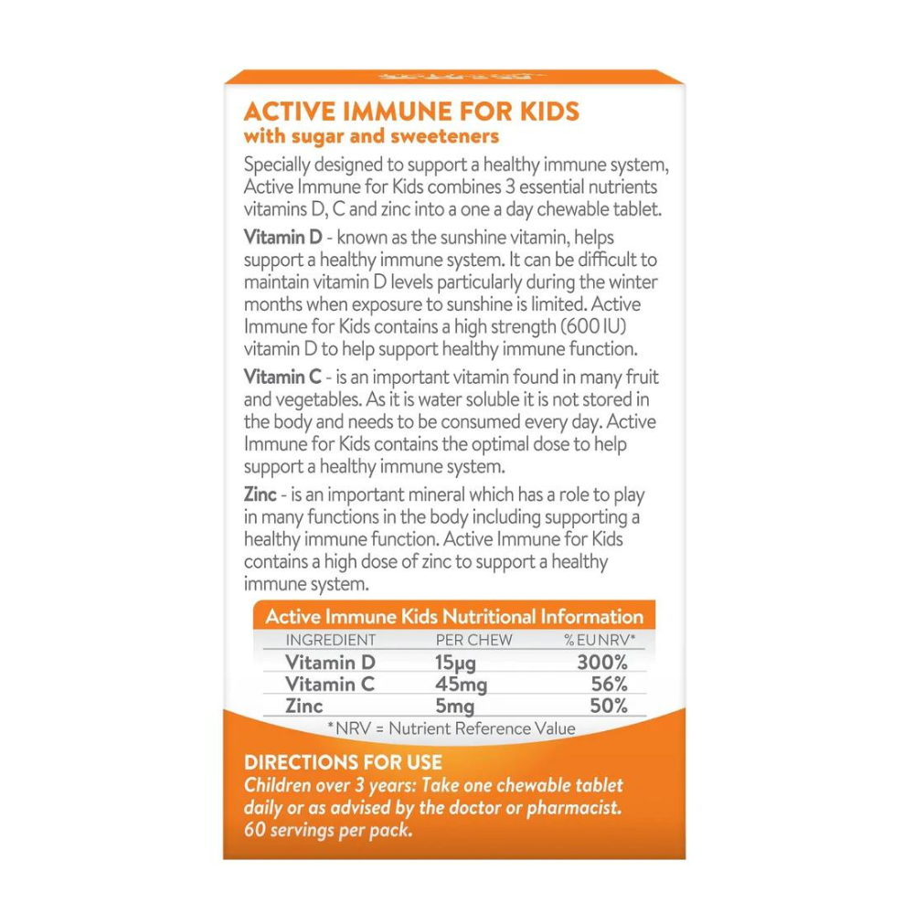 Active Immune, Immune For Kids Orange Flavoured 60 Chews