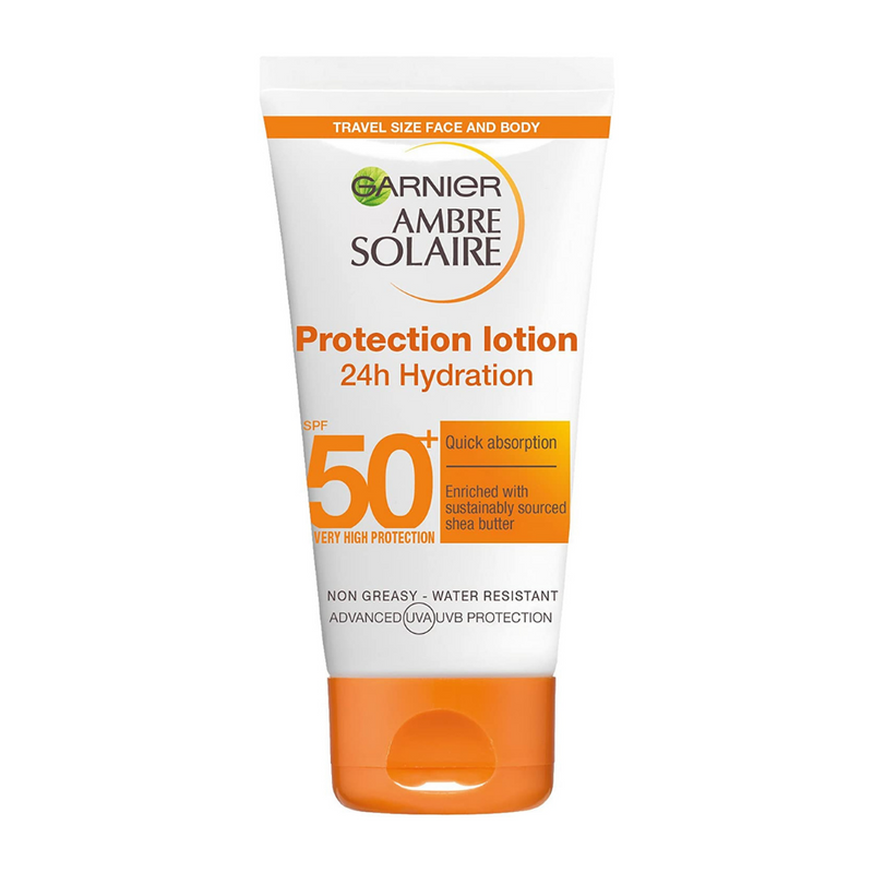 Garnier Ambre Solaire, Protection Lotion 24H Hydrating Cream SPF50+ 50ml (Travel Size) Default Title