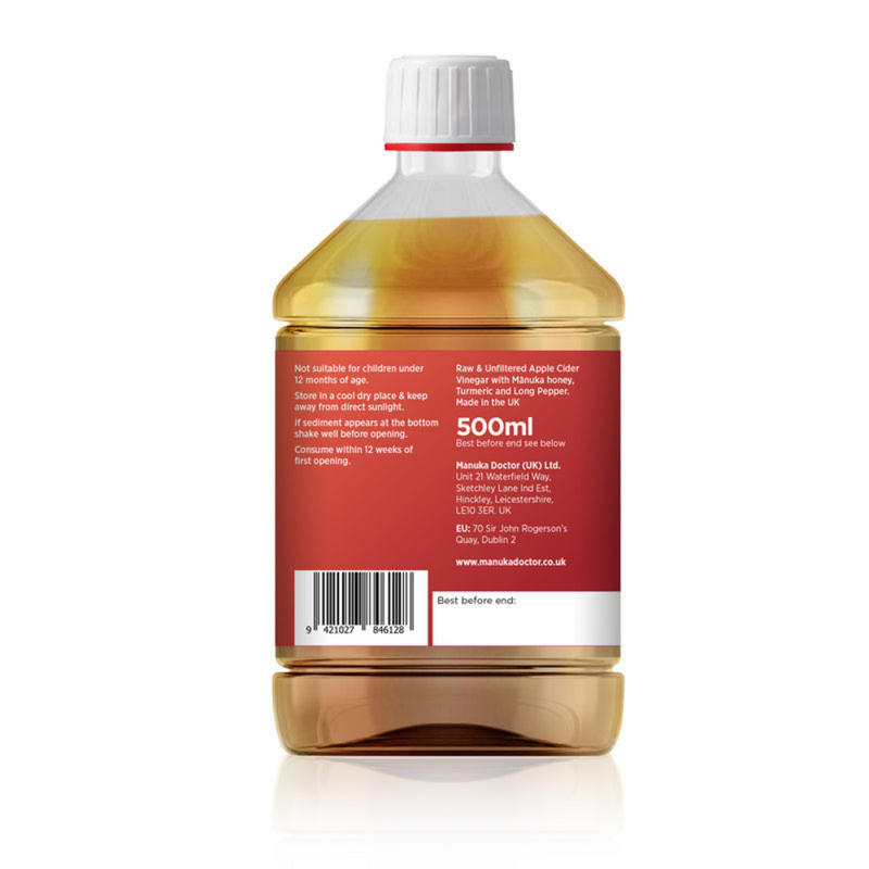 Manuka Doctor, Apple Cider Vinegar with Manuka Honey, Turmeric & Long Pepper 500ml