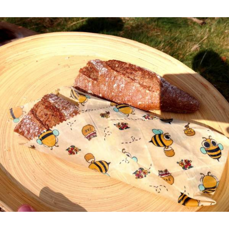 Ireland Beeswax Wraps, Busy Bee Print Beeswax Food Wrap (4 Pack)
