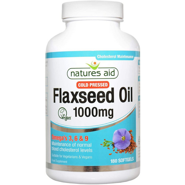 Natures Aid, Flaxseed Oil 1000mg Vegan 180 Capsules